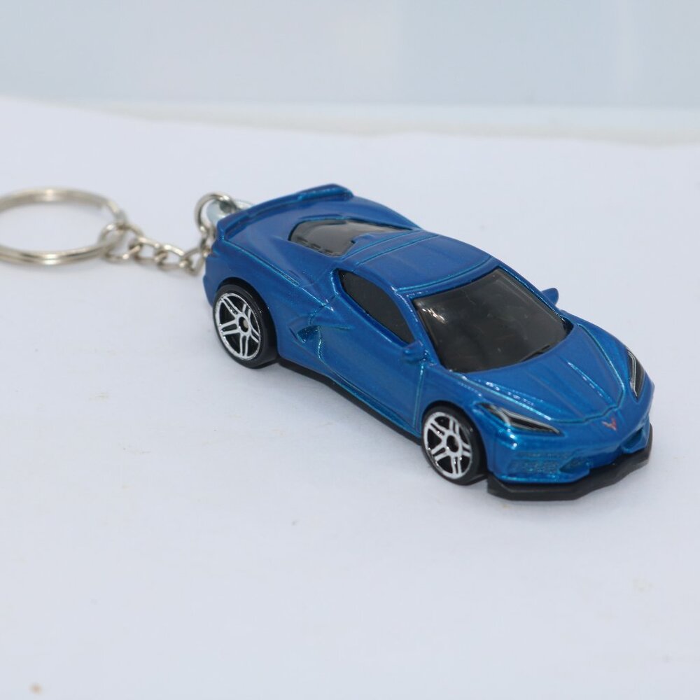 Hot Wheels Factory Fresh 2020 blue Corvette CUSTOM keychain 1/64 scale